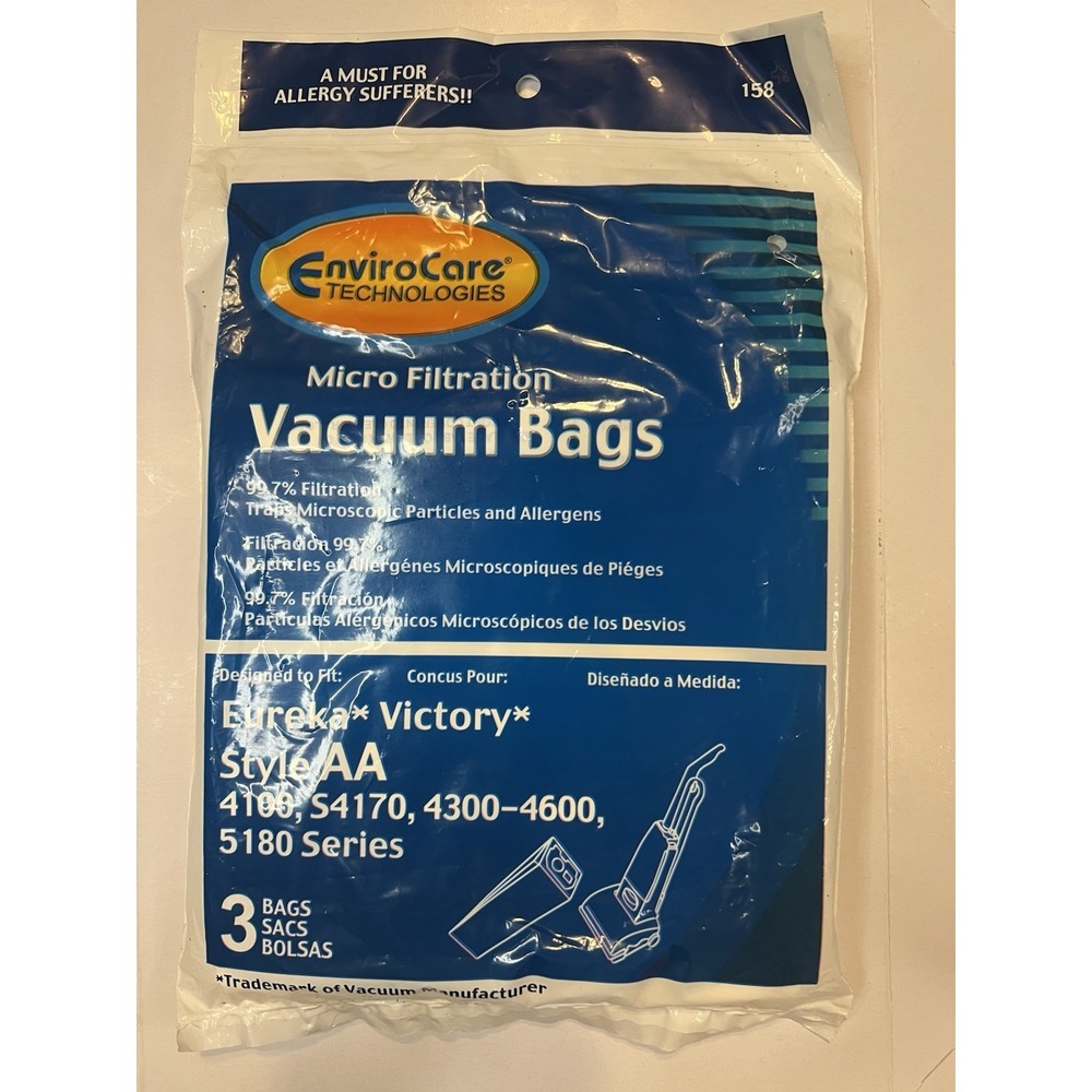 Package of 3 Eureka Victory 58236A Style AA Vacuum Bags 4100 S4170 4300 4400 158